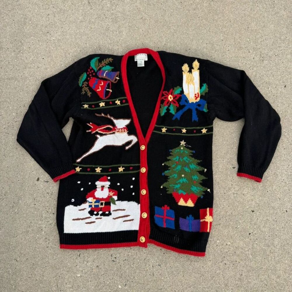 Vintage Cotton Collectibles Knitted Holiday Sweater Size Medium
